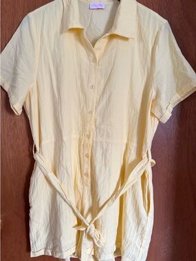 Pink Lily Light Yellow Romper